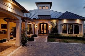 The Evening Approach Highlights The Extensive Soffit Lighting Custom Landscaping Pergola With Christmas House Lights Outdoor Recessed Lighting House Exterior
