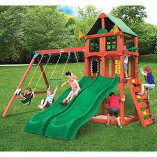 Shop swing sets with available slides, rock walls and more! Outdoor Playsets Swing Sets Costco