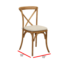 If you love modern furniture you can opt for a grey cushioned seat with a black frame, a brown chair with a black frame, and a natural antique finish with a black frame. Wood Cross Back Chair Peter Corvallis Productions Tent Party Wedding Rentals Portland Rental Decor Portland