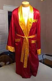 Vtg Usmc Marines Red Gold Satin Boxing Dressing Robe Sport Mens Size Large 1956 Usmc Vintage Sports Clothing Dress Robes Gold Satin