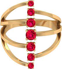 Anillo de puño rubí de 0.75, anillo de manguito rubí de estilo graduado,  anillo de manguito rubí certificado para mujeres, anillo de puño de oro rubí,  14K Oro amarillo, Talla: 52.00 :