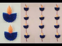 Diy Diwali Decoration Ideas Easy Paper Diya Wall Hanging For Diwali Youtube Diwali Grafik Deco