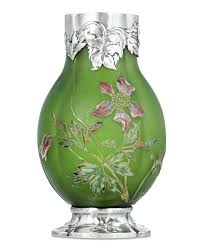 Silver Mounted Art Glass Vase By Emile Galle The Great Emile Galle Created This Brilliant Cameo Glass Vase Sterling Art Glass Vase Glass Art Art Deco Vases