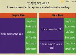 What is a possessive noun? Possessive Nouns Forming The Possessive Noun With Easy Examples 7esl