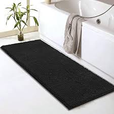Adding to the overall style of your bathroom, ensuring your safety from slips and falls and keeping your feet warm while getting ready. Amazon Com Bathroom Rug Mat Non Slip Grey Bath Mats For Bathroom Tub And Sink Fluffy Soft Ultra Absorbent And Machine Washable Striped Chenille Noodle Bath Rugs For Bathroom 59 X 20
