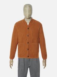 Universal Works Cardigan In Orange Tibet Fleece