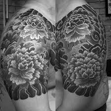 Black And White Sleeve Tattoo For Men 50 Japanese Flower Tattoo Designs For Men Floral Ink Ideas Quarter Sleeve Tattoos Japanese Flower Tattoo Sleeve Tattoos