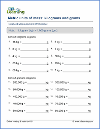 grade 3 measurement worksheet convert between kilograms and