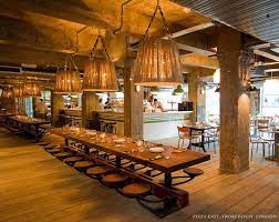 Restaurant Dining Table With Attached Swing Out Seats Industrial Restaurant Interior Bar Design Restaurant Dining Table In Kitchen