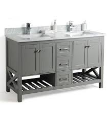This vanity has plenty of countertop space and a roomy open bottom shelf. 59 Taiya Bathroom Vanity In Grey Rock Double Sink Broadway Vanities