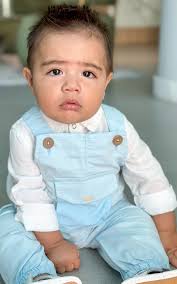 Macacão Jardineira Sarja Bebê Menino Azul Claro