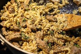Creamy Pesto Fusilli With Beef Recipe Pesto Pasta Recipes Creamy Pesto Beef Recipes