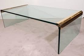Custom live edge table made of walnut wood, river table with grey glass, live edge coffee table, waterfall table for architect office malitajustwood. Pace Collection Glass Waterfall Coffee Table With Brass Trim At 1stdibs
