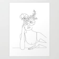 Check spelling or type a new query. Minimal Line Art Woman With Flowers Ii Art Print By Nadja1 Society6 Line Art Drawings Art Prints Art Drawings