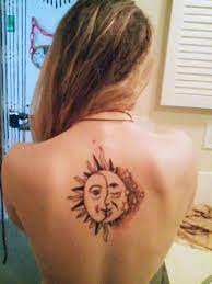 Want This Type Of Sun Moon Tattoo On My Lower Back In The Middle So A Tramp Stamp Lol Moon Tattoo Moon Sun Tattoo Tattoos