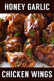 Honey Garlic Chicken Wings These Honey Garlic Chicken Wings Are Baked In The Oven Until Nice And Crisp Chicken Wing Recipes Honey Garlic Chicken Wings Recipes