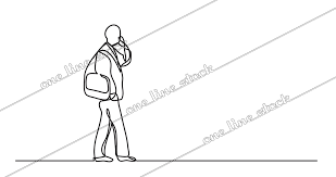 We serve cartoon fans and animation art collectors throughout the us, canada, the uk, western europe, australia and new zealand. Animation Of Man Walking Talking On Cell Phone Single Line Drawing Onelinestock Com