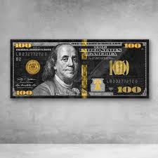 Back then, these bills were only handled by banks and rich individuals. Gold And Silver Ben Franklin 100 Dollar Bill Pop Art Money Canvas Modern Wall Art