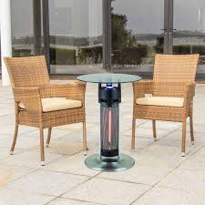 Energ 1400w Electric Infrared Bistro Table Patio Heater With Led Light 120v Silver Hea 14756led Bbqguys Patio Heater Outdoor Electric Heater Bistro Table