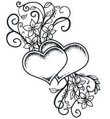 Arty freehand heart coloring page. Ums085 Stempel Two Hearts Entwined Heart Coloring Pages Hearts Entwined Love Coloring Pages
