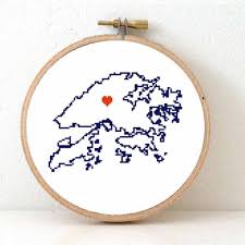 7.88 x 9.88 inches or a4 pdf pattern to be printed: Asian Countries Cross Stitch Patterns Studio Koekoek Modern Embroidery