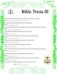 On this site, there are over 100 printable bible quizzes with questions and answer keys. Bible Trivia