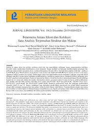 0%0% found this document useful, mark this document as useful. Pdf Fenomena Antara Idiom Dan Kolokasi Satu Analisis Terjemahan Struktur Dan Makna Isha Sholihat Academia Edu