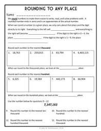 Rounding Whole Numbers To Any Place 8 Page Lesson Packet Quiz Rounding Whole Numbers Common Core Math Standards Lesson