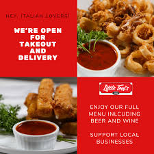 Little Toni S Is Open For Takeout And Delivery From Our Full Menu Including Beer And Wine From 4pm 12am We Source Onl In 2020 Italian Recipes Restaurant Catering