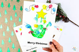 Colour in christmas mini cards (pack of 10). Handprint Christmas Cards Arty Crafty Kids