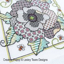 Poppy Blackwork Blackwork Pattern By Lesley Teare Designs