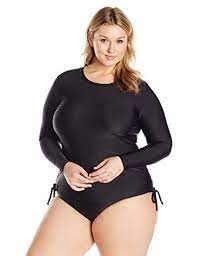 Psd Coastal Blue Women S Plus Size Swimwear Long Sleeve Rash Guard With Drawstring Long Sleeve Swimwear Plus Size Swimwear Women S Plus Size Swimwear