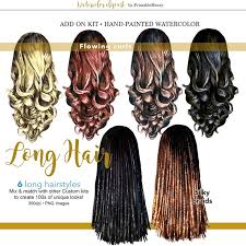 Long Hair Clipart Girls Hairstyles Best Friend Custom Portrait Etsy Hair Styles Hair Clipart Long Hair Styles