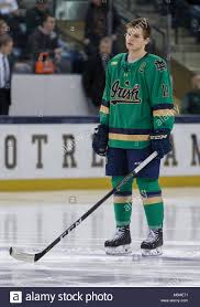 Evans did not move for a solid chunk of time while a scrum evolved around him. South Bend Indiana Usa 24 Feb 2018 Notre Dame Jake Evans 18 Bei Der Ncaa Hockey Game Aktion Zwischen Den Notre Dame Fighting Irish Und Der Michigan State Spartans In Compton Familie