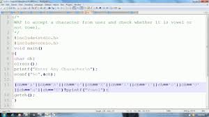 C Program Vowel Or Consonant Ternary Operator Conditional Operator Vowel Consonant Programming