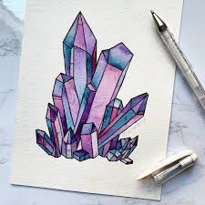 Crystal Painting Amethyst Art Crystal Artwork Crystal Art Purple Crystal Healing Crystals Quartz Crystal Hippie Art Boho Amethyst Crystals Art Drawing Crystal Drawing Hippie Art