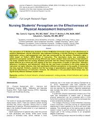 Pdf Nursing Students Perception On The Effectiveness Of Physical Assessment Instruction