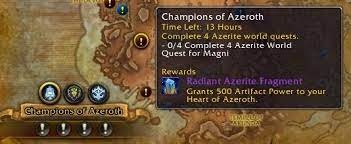 Additionally, once you hit friendly, you can pick up a champions of azeroth contract from the auction house (or make one yourself if you're a scribe), which grants you 10 champions of azeroth rep for any battle for azeroth world. Battle For Azeroth Reputation Overview Guides Wowhead