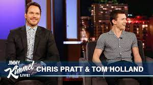 Holland opines about his weak voice (i find it hard at dinner parties. Tom Holland Surprises Chris Pratt Youtube