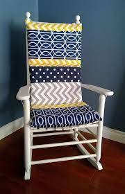 Rocking Chair Cushion Blue Grey Yellow Multi By Rockincushions 75 00 Rocking Chair Pads Kitchen Chair Cushions Rocking Chair Cushions