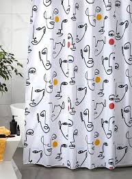 Voir cette épingle et d'autres images dans tissu recouvrement par nadine sylvain. Le Rideau De Douche Visages Abstraits Simons Maison Rideaux De Douche En Tissu Salle De Bains Simons