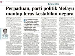 Parti pribumi bersatu malaysia, abbreviated ppbm or better known bersatu) is a nationalist political party in malaysia. Perpaduan Parti Politik Universiti Malaysia Sabah Facebook