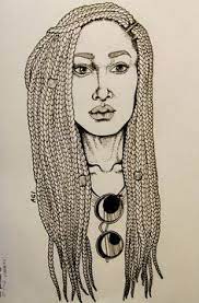 Beautiful Drawing Of Woman With Long Box Braids Mulher Desenho Ilustracoes Cabelo