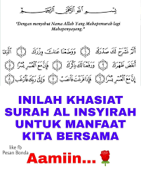 Nama alam nasyrah diambil dari kata alam nasyrah yang terdapat pada ayat pertama, yang berarti: Oh Dunia Fadhilat Dan Kelebihan Surah Al Insyirah Facebook