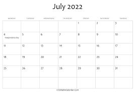 Phases of the moon are calculated using local time in new york. Editable Calendar July 2022