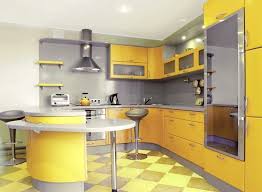 Cuisine Moutarde Et Gris Yellow Kitchen Interior Modern Kitchen Design Kitchen Design Color