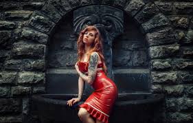 An online latex editor that's easy to use. Wallpaper Girl Pose Style Model Tattoo Latex Fountain Red Red Dress Redhead Julia Wendt Images For Desktop Section Stil Download