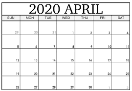 Free Printable April 2020 Calendar Template In 2020 Monthly Calendar Printable Excel Calendar Calendar Template