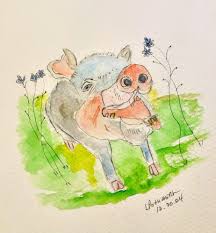 The Mask 5x7 114lb sketch book Micron pen wash.