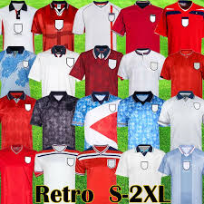 Shining out in white with the blue three lions emblem, there is no mistaking who your allegiance lies with whilst wearing an england jersey from ultra football. 2021 Retro Classic 1990 1992 1994 1998 2002 World Cup England Soccer Jerseys Blackout Kits Mash 1980 1982 1989 Vintage 1996 Beckham Gascoigne Owen Gerrard Football Shirt From Popjerseystore 14 1 Dhgate Com